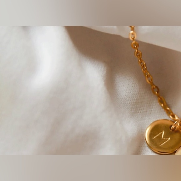 3/$25 ✨ M Initial Gold Disk Necklace - Picture 3 of 4
